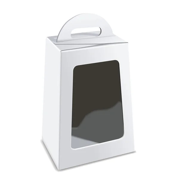 Caja de paquete blanco en blanco con ventana de plástico — Vector de stock