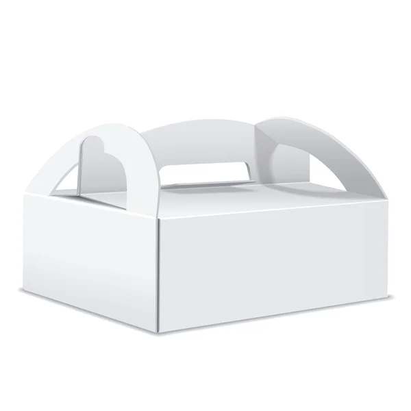 Caja de paquete en blanco con mango — Vector de stock