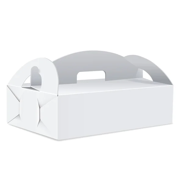 Caja de paquete en blanco con mango — Vector de stock