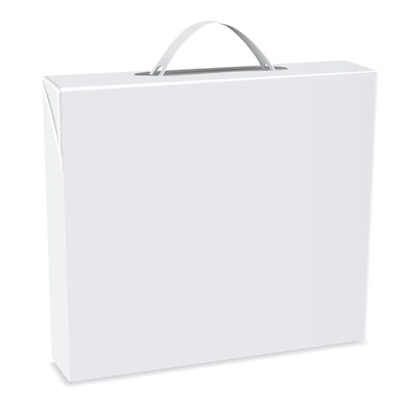 Caja de paquete en blanco con mango — Vector de stock