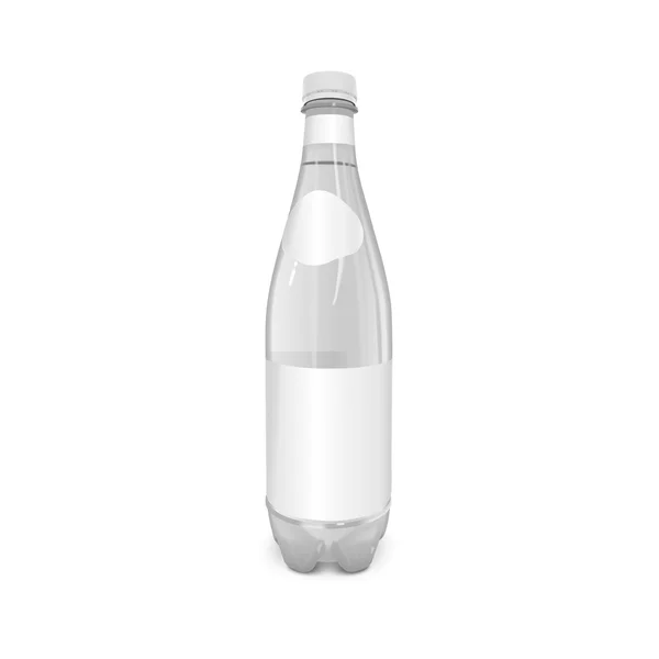 Botella de bebida de plástico con etiqueta en blanco — Vector de stock