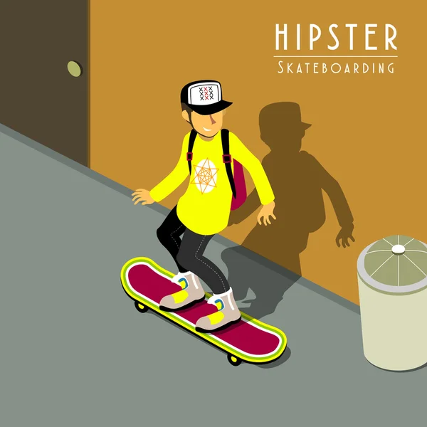 Hipster-Skateboarding — Stockvektor