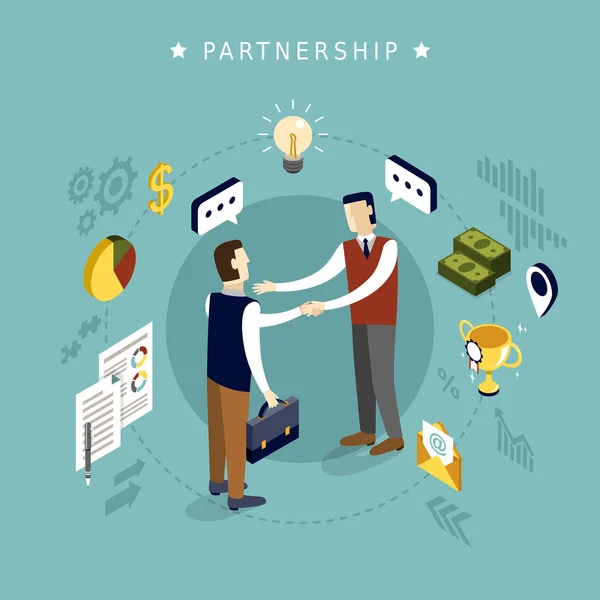 Progettazione concettuale di partnership — Vettoriale Stock