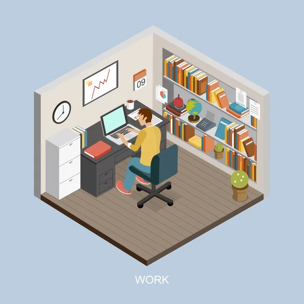 Trabajo en casa concepto — Vector de stock