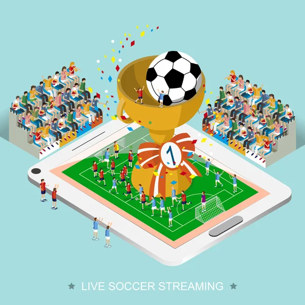 Futebol ao vivo streaming conceito — Vetor de Stock
