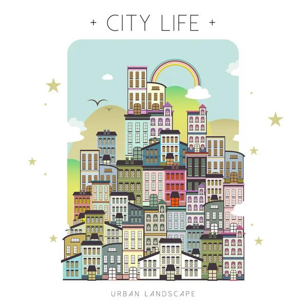 Krásné město život scenérie — Stockový vektor