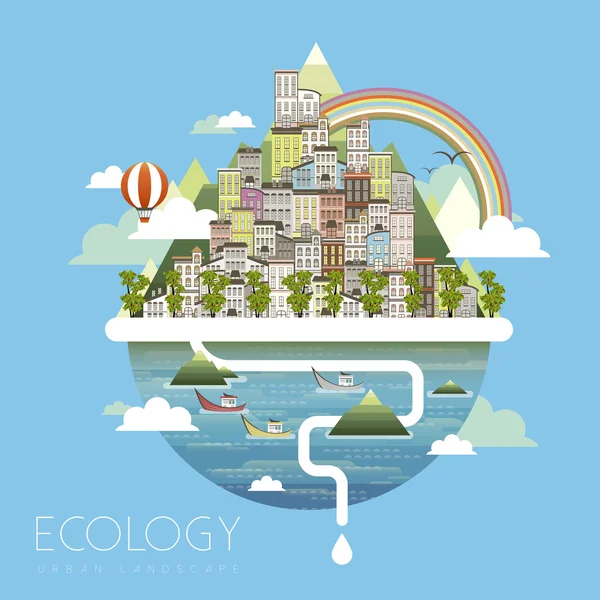 Ecología paisaje de vida urbana — Vector de stock