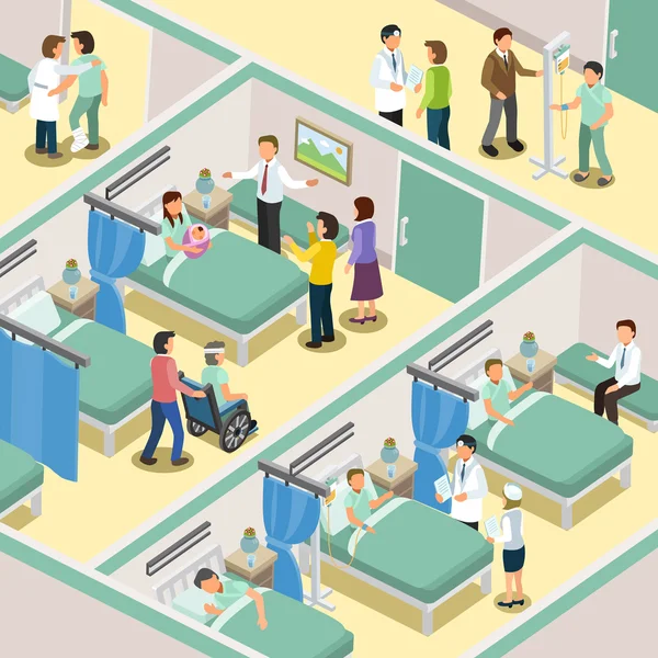 Hospital sala interior — Vector de stock