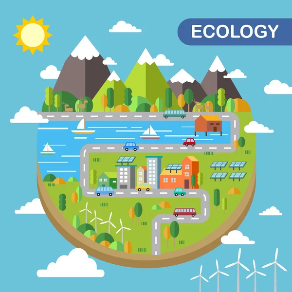 Ecology city scenery — Stock Vector