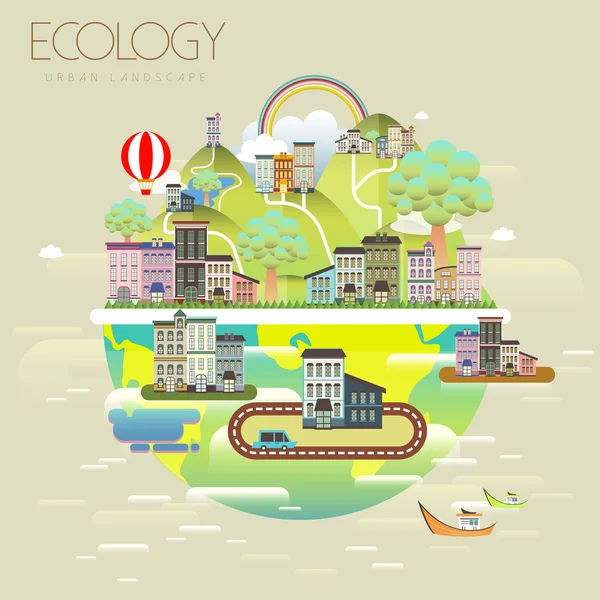 Ecología paisaje urbano — Vector de stock