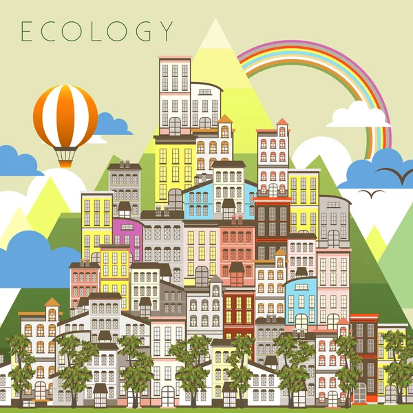 Ökológia városi táj — Stock Vector
