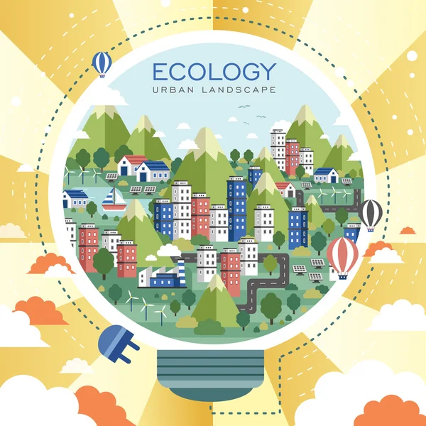 Ecología paisaje urbano — Vector de stock