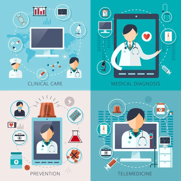 Colección concepto de telemedicina — Vector de stock