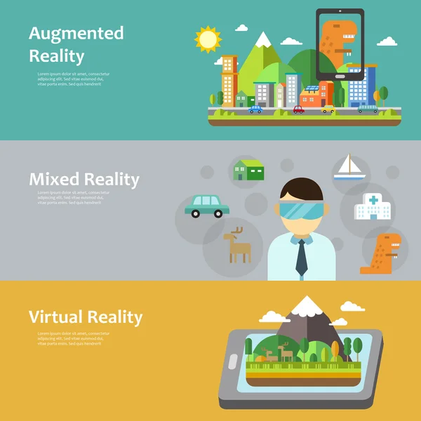 Colección de concepto de realidad virtual — Vector de stock