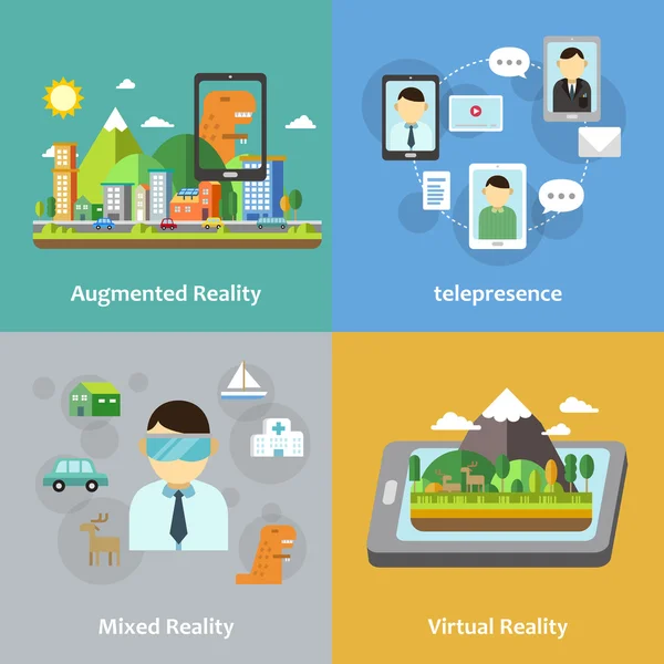 Colección de concepto de realidad virtual — Vector de stock