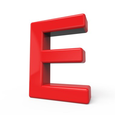 3D parlak kırmızı harf E