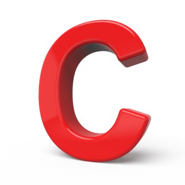 3D parlak kırmızı harf C