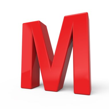 3D parlak kırmızı harf M