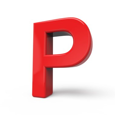3D parlak kırmızı harf P