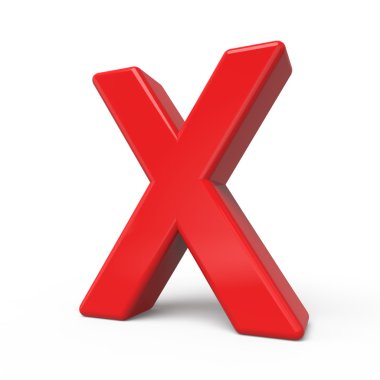 3D parlak kırmızı harf X
