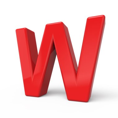 3D parlak kırmızı harf W 