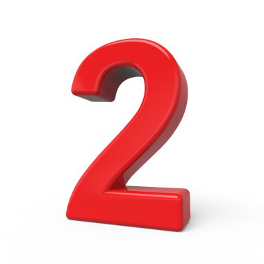 3D parlak kırmızı sayı 2