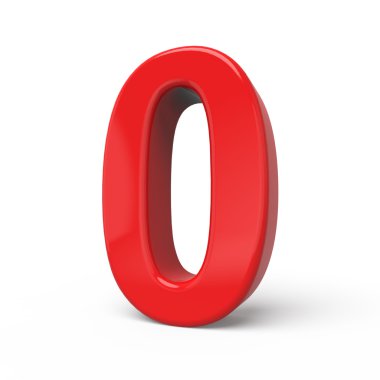 3D parlak kırmızı numarası 0