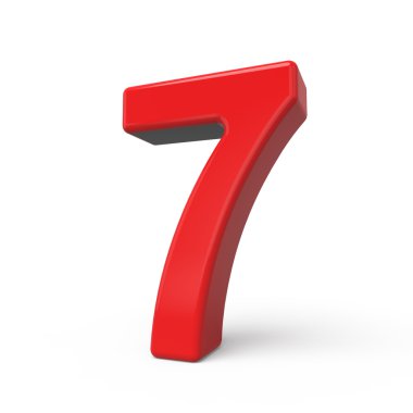 3D parlak kırmızı sayı 7