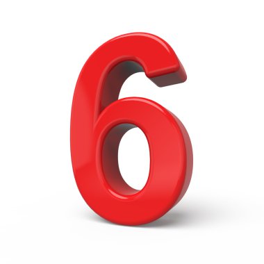 3D parlak kırmızı numarası 6