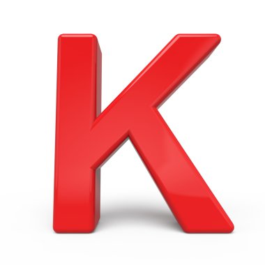 3D parlak kırmızı harf K 