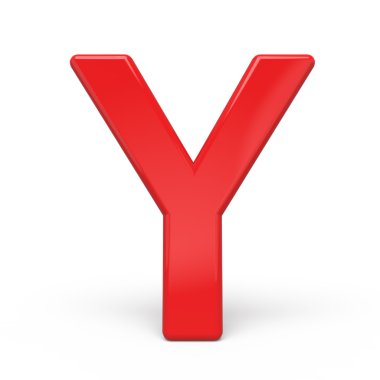 3D parlak kırmızı harf Y