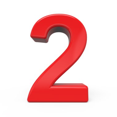 3D parlak kırmızı sayı 2
