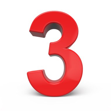 3D parlak kırmızı sayı 3 