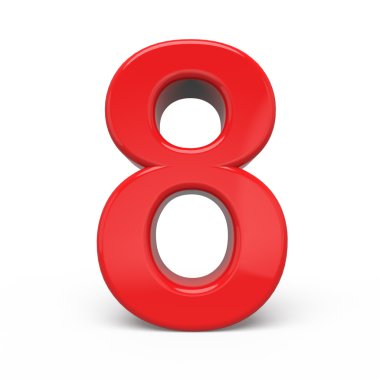 3D parlak kırmızı sayı 8