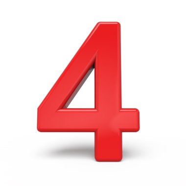 3D parlak kırmızı sayı 4