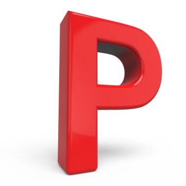 3D parlak kırmızı harf P
