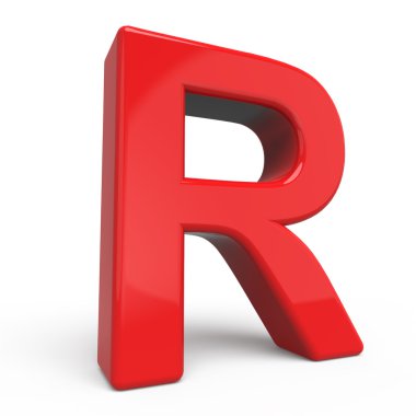 3D parlak kırmızı harf R