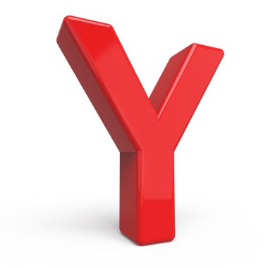 3D parlak kırmızı harf Y