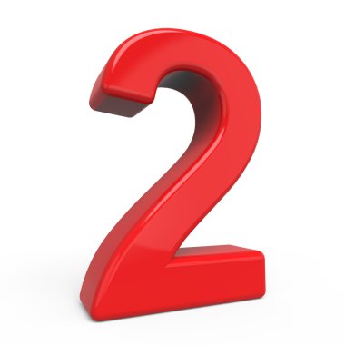 3D parlak kırmızı sayı 2
