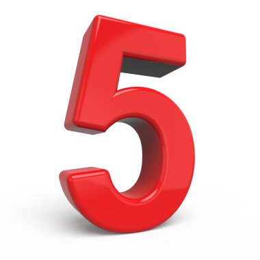 3D parlak kırmızı sayı 5