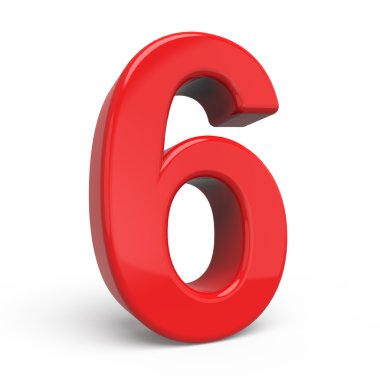 3D parlak kırmızı numarası 6