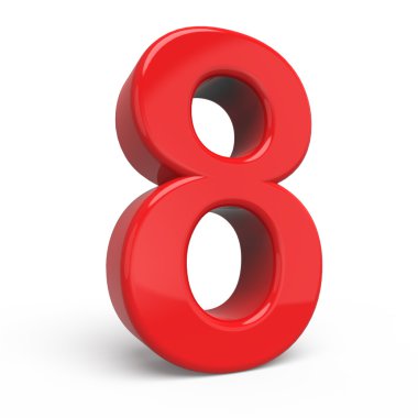 3D parlak kırmızı sayı 8
