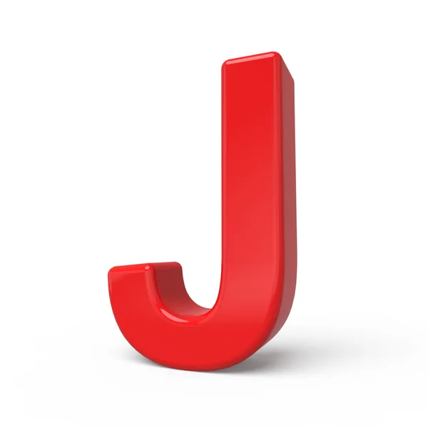 3D glänsande röda bokstaven J — Stockfoto