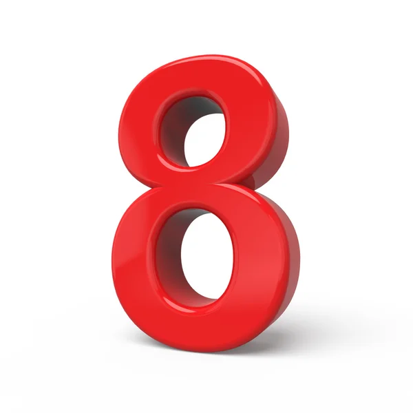 3d glossy red number 8 — Stock Photo, Image