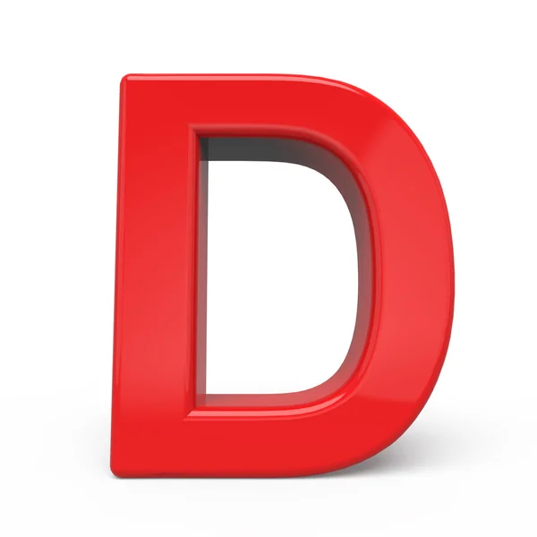 3D parlak kırmızı harf D — Stok fotoğraf