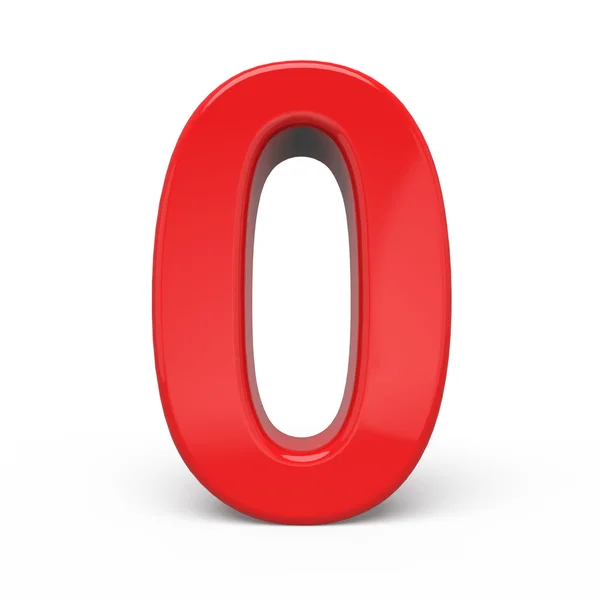 3D błyszczący czerwony numer 0 — Zdjęcie stockowe