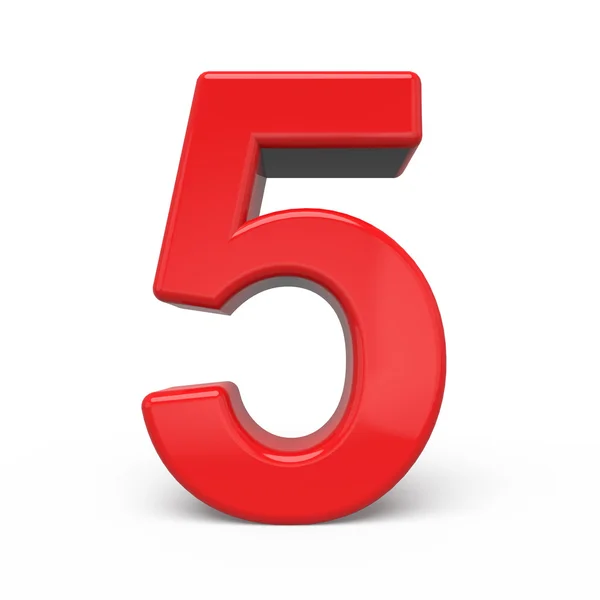 3d glossy red number 5 — Stock Photo, Image