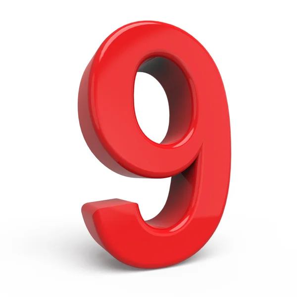 3d glossy red number 9 — Stock Photo, Image