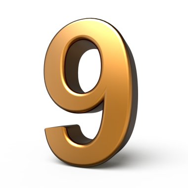 3D mat altın sayı 9