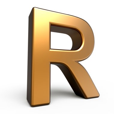 3D mat altın harf R